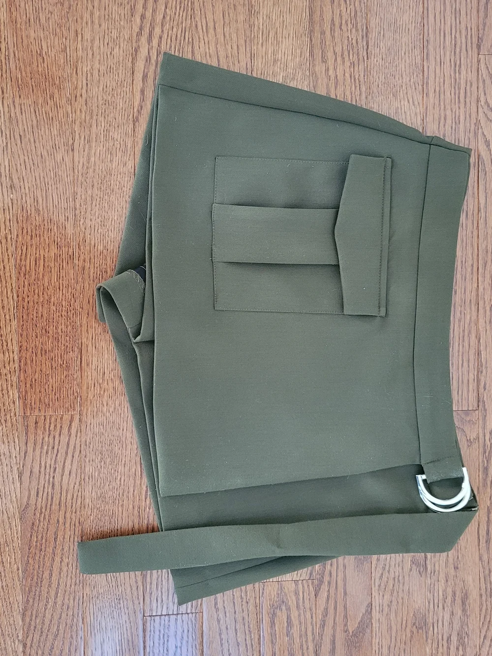Zara Olive Mini Skort with Flap Pocket & Side Buckle